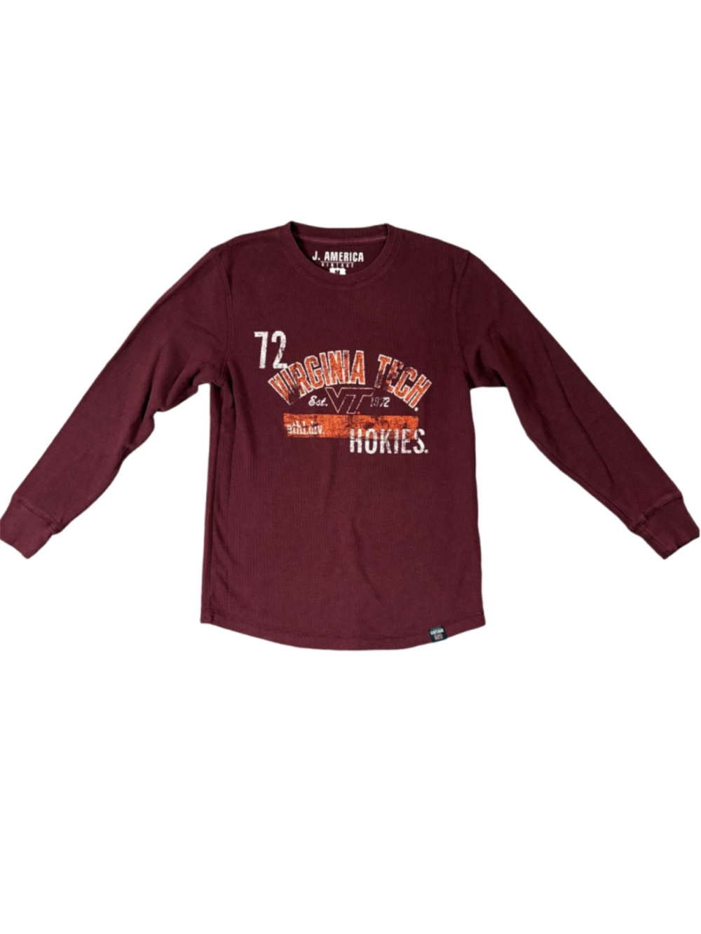 Virginia Tech Hokies Thermal Shirt Men’s M J America Vintage Waffle Knit